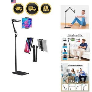 Adjustable Tablet Floor Stand Universal 360 Rotatable Metal Holder Phone Support - Picture 1 of 10
