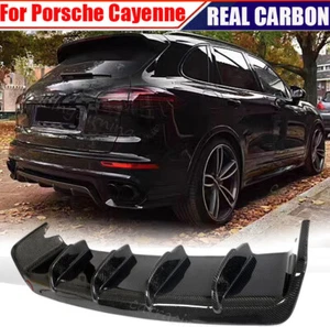 Labio difusor de parachoques trasero de fibra de carbono real para Porsche Cayenne 958.2 GTS 2015-17 - Imagen 1 de 12
