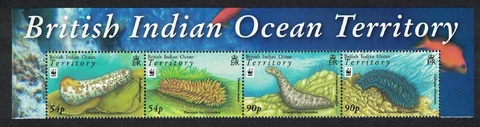 BIOT WWF Sea Cucumbers Top strip Name 2008 MNH SG#392-395 MI#470-473 Cover