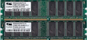 1GB 2x512MB PC3200 PROMOS DDR-400 Ram Memory V826664K24SATG-D3 DDR1 CL3 DIMM Kit - Picture 1 of 2