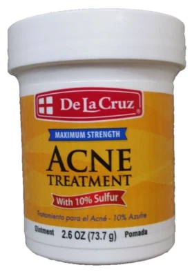 De La Cruz 10% Sulfur Ointment Acne Medication, Max Strength 2.6 OZ Foto 1 de 4