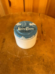 LUSTRE CREAM A SHAMPOO WITH LANOLIN VINTAGE MILK GLASS JAR TIN LID (8306) - Picture 1 of 8