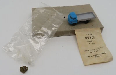 VEB DDR Scala N 1/120 DDR LKW IFA W50 Camion Di Consegna Blu + Sacchetto + Nota - Immagine 1 di 4