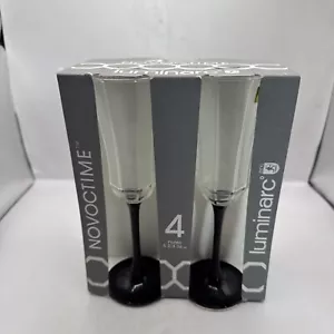4 bicchieri da vino vintage LUMINARC NOVOCTIME cristallo stelo nero flauti champagne (j) - Foto 1 di 6