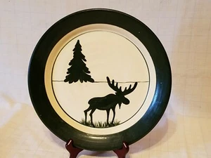 Handcrafted Studio Pottery w/ glazed trim 11-1/8" Plate Charger - Moose theme - Picture 1 of 4