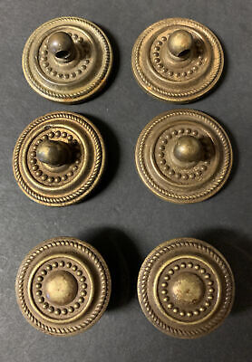 Vintage Round Drawer Pulls Knobs Drop Bail Backplate Ornate Metal 6 Pieces • 30.66$