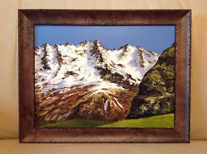 Schönes Öl & Acryl auf Karton Gemälde Berge-Landschaft Landschaft individuell gerahmt - Bild 1 von 4