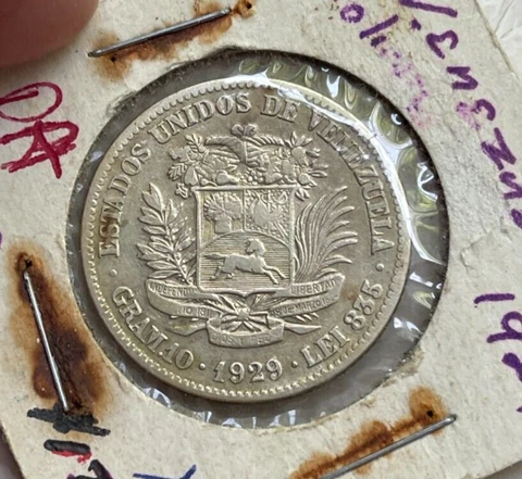 1929 Venezuela 2 Bolivares - Cleaned  bg Cover