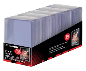 50 cargadores superiores de tarjetas Ultra PRO gruesos 130pt + mangas soporte de carga superior cargador superior 3x4" - Imagen 1 de 3