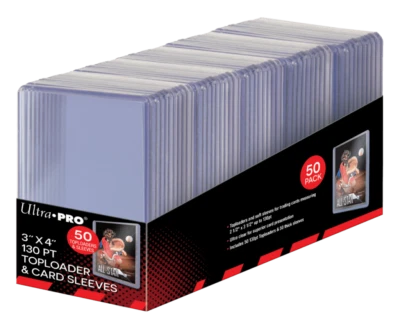 50 Ultra PRO Thick 130pt Card Toploaders + SLEEVES Topload Holder Toploader 3x4" - Image 1 of 3