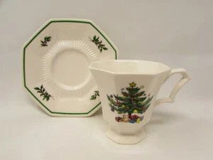 Christmastime by Nikko Cup & Saucer Set Octagonal Shape, Christmas Tree b390 s73 - Picture 1 of 2
