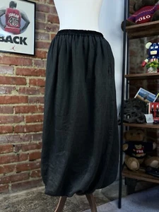 Womens CHRISTA DE CAROUGE Vintage Linen Black Avant Garde Skirt Pockets - Picture 1 of 22