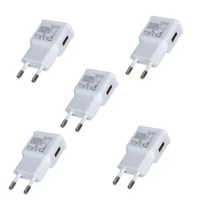 5pcs 2A USB Power Adapter AC Home Wall Charger EU Plug for Samsung Galaxy White - Image 1 of 4