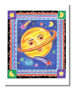 Celestial Sun w/ Planets Moon and Shooting Stars Wall Picture 8x10 Art Print - Picture 1 of 1