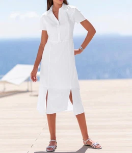 Vestido blusa camisa Heine blanco largo talla 40 44 - Imagen 1 de 6