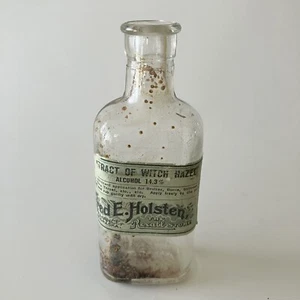 Fred E. Holsten's Extract of Witch Hazel Bottle Partial Label Rexall Store NE - Picture 1 of 4