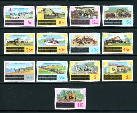 St. Kitts Scott #25-37 MNH 1980 1st Issue COMPLETE CV$3+ 396013 Cover