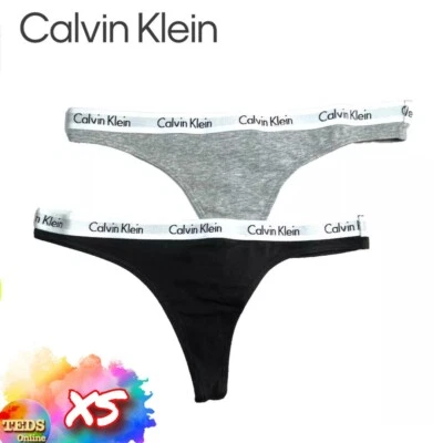 Nuevo sin etiquetas Tanga de Algodón Carrusel Calvin Klein Paquete de 2 XS QD3587 Surtido Foto 1 de 4