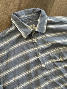 J Crew blue stripe popover half button placket front workshirt shirt Medium - Picture 1 of 8