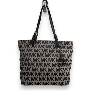 Michael Kors Canvas Jet Set Signature Monogram Tote Bucket Bag Handtasche - Bild 1 von 13