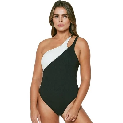 Traje de baño Jessica Simpson con ojales recortados de una pieza talla L negro marfil nuevo  Foto 1 de 4