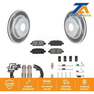 Disc Coated Rotors Semi-Metallic Pads Parking Brake Shoes Hardware Rear Kit For - Picture 1 of 12