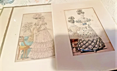 7 Gravures Mode De Paris 1828 , sous verre - Photo 1/4
