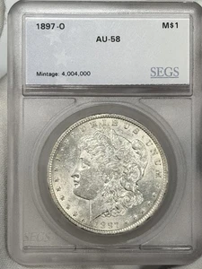 1897-O Morgan Silver Dollar $1 AU SEGS 58 US Coin New Orleans SEMI KEY DATE! - Picture 1 of 4