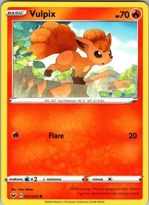 Vulpix 022/202 Common Regular SWSH01: Sword & Shield Base Set NM - Image 1 of 2