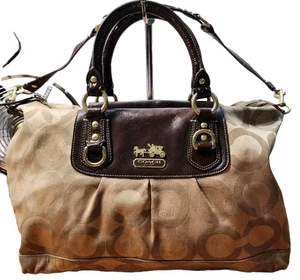 Coach Madison Signature Op Art Sabrina Brown/Beige Satchel Bag 12943  - Picture 1 of 17