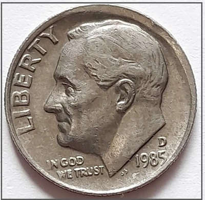 USA Coin 10 C Roosevelt Dime 1985/1986 Outer Rim off-center/ more VHTF - Image 1 of 4