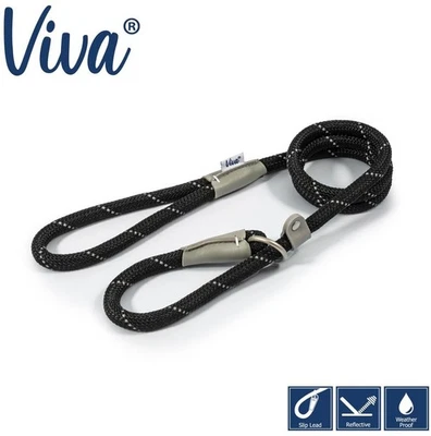 Светоотражающий черный поводок для щенка собаки Ancol Viva Rope Slip 1,2 x 10 мм  - Изображение 1 из 4