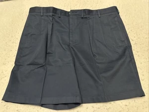 Men’s Navy Lands End S 46 Traditional Pleated Cotton Dress Shorts Style 406626 - Picture 1 of 14