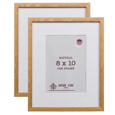 Oak Wood Picture Frames - Natural Solid Wood Glass Photo Frames Wall Tabletop - Image 1 of 4