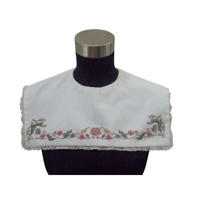 复古白色带多色刺绣花边装饰迪基领 — 第 1/3 张图片