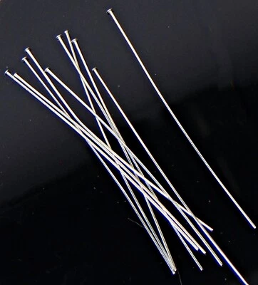 Lote 200 HEADPINS de latón chapados en plata calibre 24 sin plomo sin pasadores de cabeza de níquel Foto 1 de 2