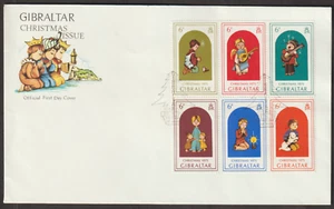 (CWF54)MALAYSIA GIBRALTAR 1975 CHRISTMAS SET 6V ON FDC - Picture 1 of 2