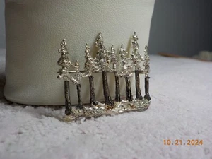STERLING SILVER 925 ARTIST SIGNED 8 TREE BROOCH SIGNED W D IN SCRIPT? 1 5/8" L - Picture 1 of 11
