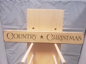 Country Christmas Engraved Wood Block Sign 12" Distressed Stackable - Picture 1 of 10