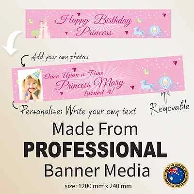PERSONALIZADO Niñas 1er Cumpleaños Fiesta Banner Niños Castillo Decoraciones Hada Foto 1 de 4