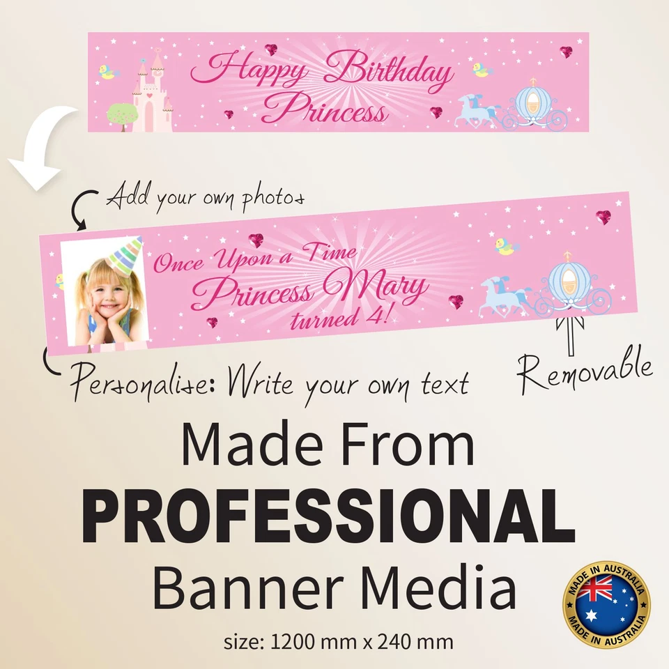 PERSONALIZADO Niñas 1er Cumpleaños Fiesta Banner Niños Castillo Decoraciones Hada Foto 1 de 4