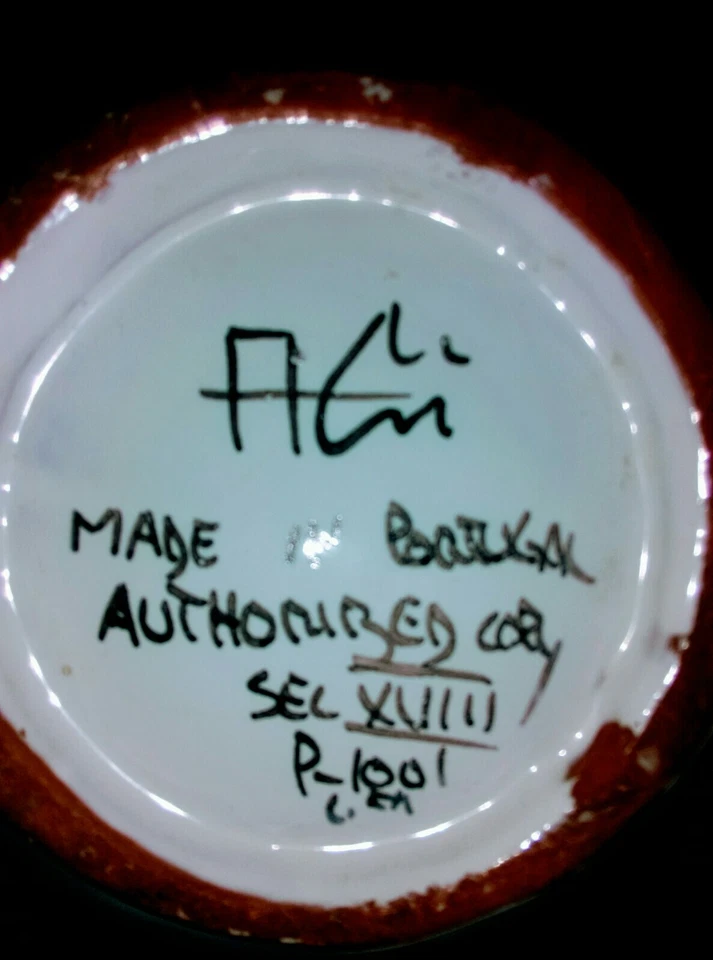  GRAND  PICHET BROC ancien en céramique émaillé 19éme  ( signé )  - Photo 1/4