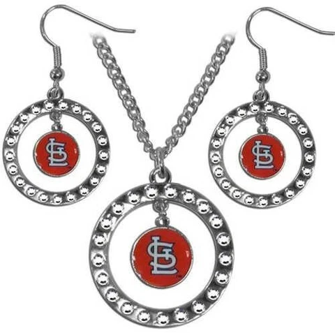 MLB St. Louis Cardinals Rhinestone Necklace and Earring Set Cover