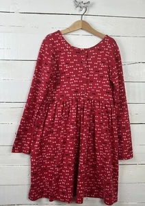 Girls HANNA ANDERSSON Sz 140 - 10y Cotton l/s Dress Red Bow Print - Picture 1 of 5