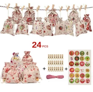24stück Adventskalender zum Befüllen Weihnachtskalender Weihnachten Säckchen DHL - Bild 1 von 10