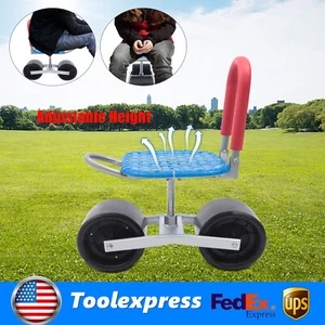 Rolling Garden Scooter Garden Cart Seat With Wheels 360 Swivel Seat Garden Stool - Picture 1 of 14