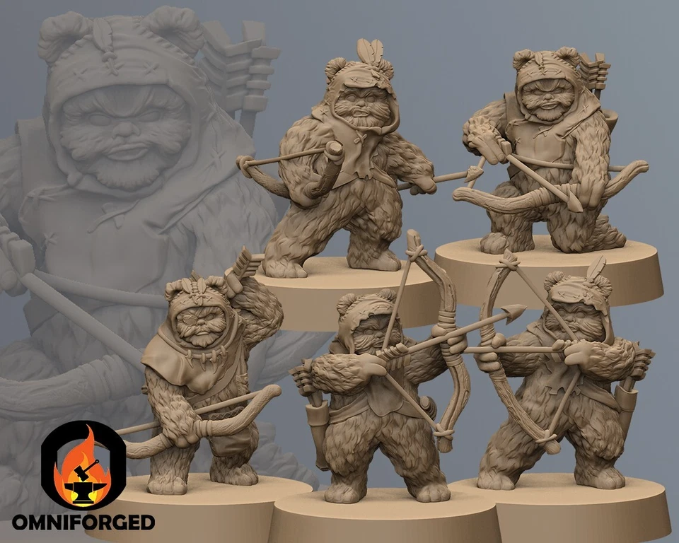 Star Wars Legion Ewok Bowman Squad Miniature Mini  3D Printed Resin Mini Proxy - Image 1 of 1