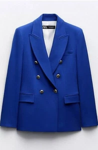 ZARA TAILORED DOUBLE-BREASTED BLAZER BLUISH NEW SS24 SIZE XS REF. 7792/293 - Picture 1 of 7