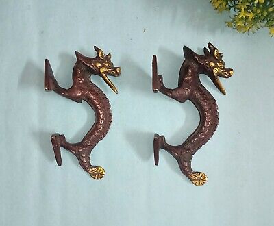 Chinese Dragon Wardrobe Handles Brass Mythical Creature Window Door Puller HK552 • 105.82$