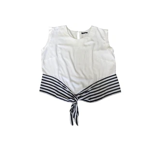 Kaleidoscope Vest Women White UK 22 White Black Striped Tie Front Viscose Bbouse - Picture 1 of 9